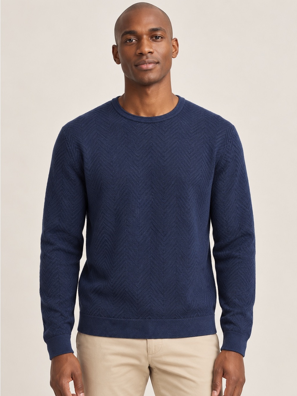 Alberto Men’s Merino Wool Blend Crewneck Sweater Navy Size 50 / M NWT.
